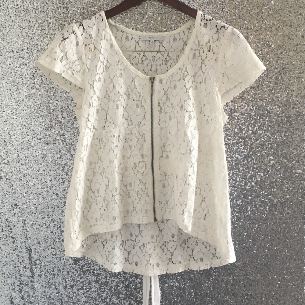 Mystree Off White Crochet Lace Blouse- Size M